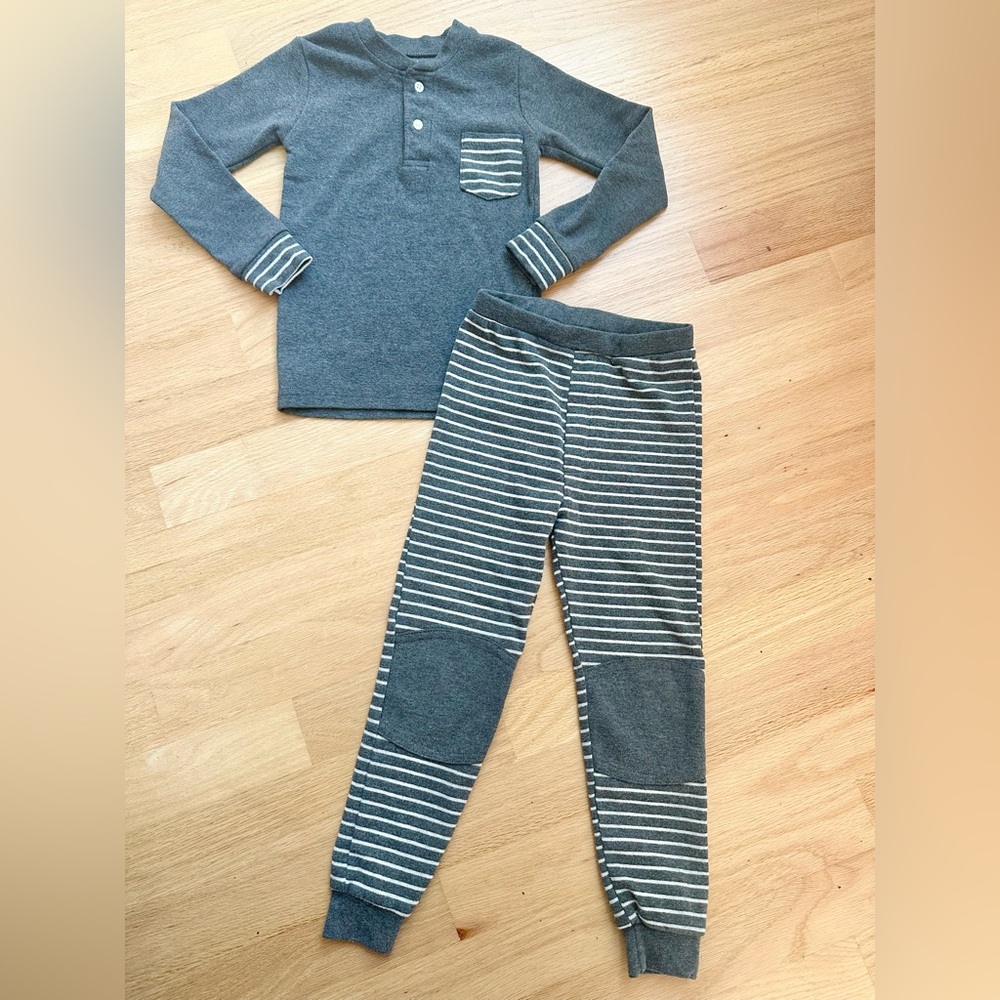 Vaenait Gray Striped Kids Pajamas Sz 4